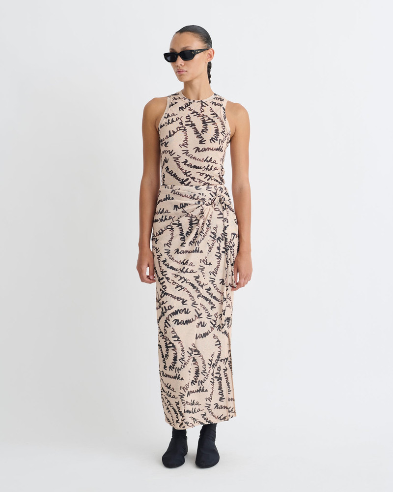Nanushka Printed Mesh-Jersey Midi Skirt outlook
