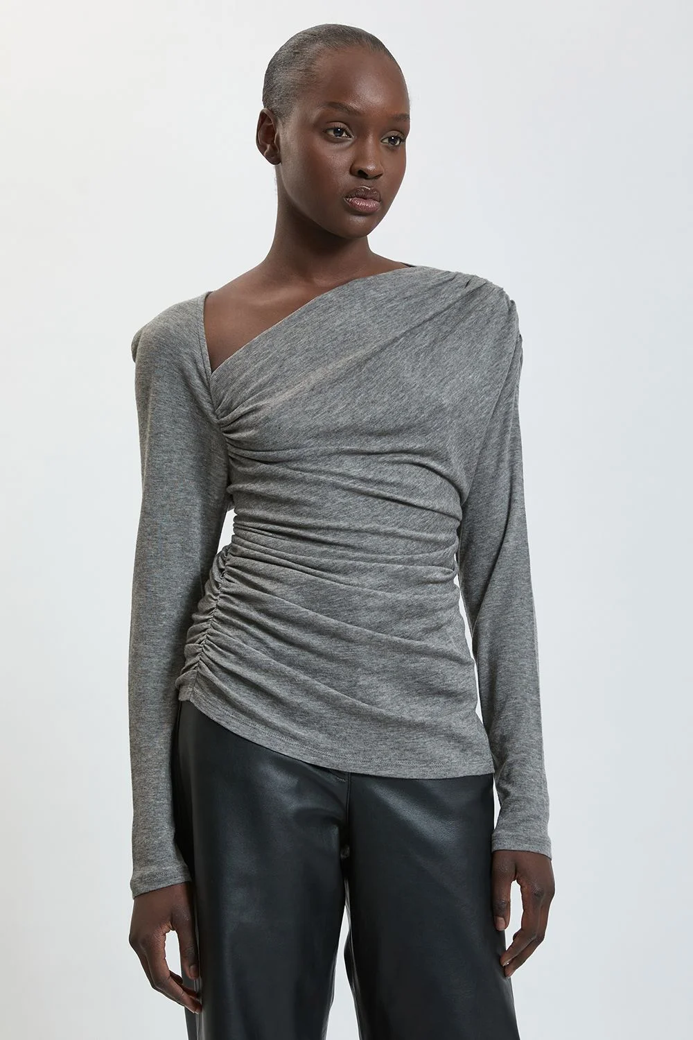 Wool Blend Asymmetric Jersey Top - 1