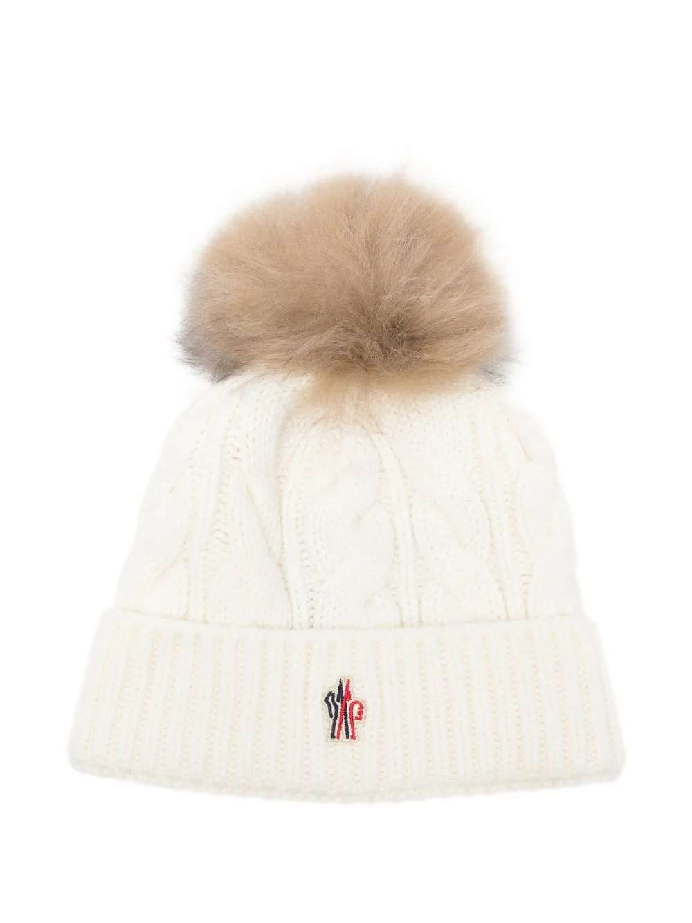 cable-knit pompom beanie hat - 1
