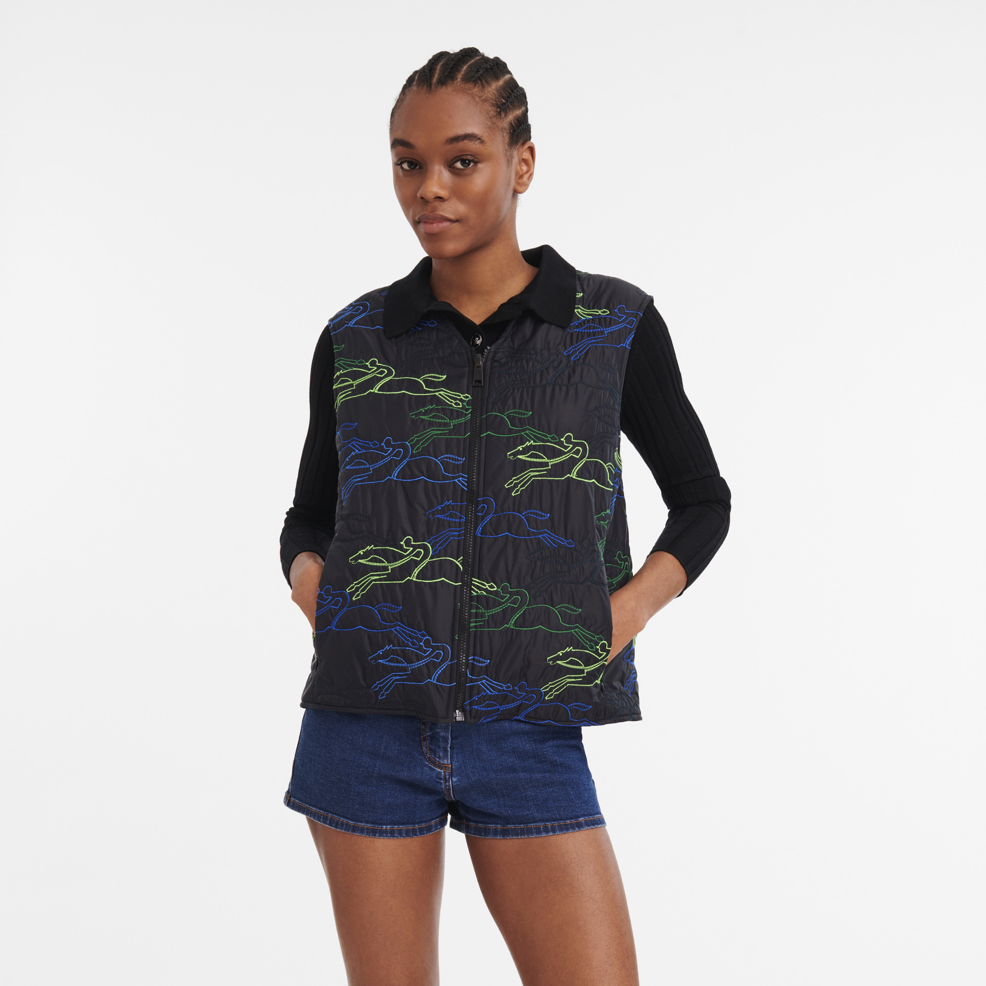 Sleeveless cardigan Black - Embroidered - 2
