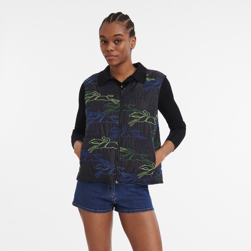 Longchamp Sleeveless cardigan Black - Embroidered outlook