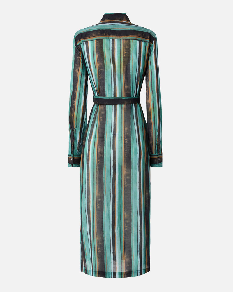 PINKO COTTON MIDI SHIRT DRESS WITH BRUSHSTROKE-EFFECT STRIPES outlook