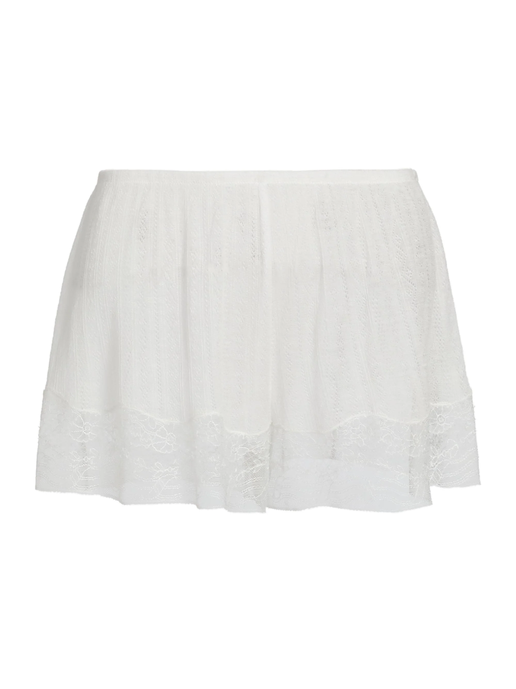 Women's Pointelle-Knit Lace Shorts - Ivory - 1