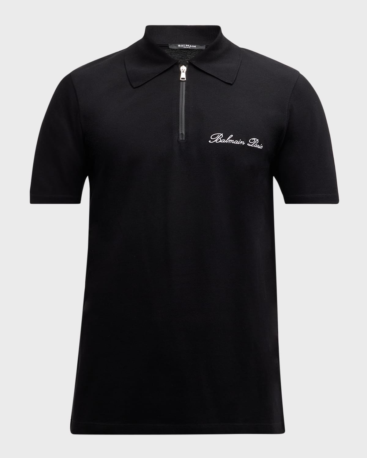 Men's Embroidered Zip Polo Shirt - 1