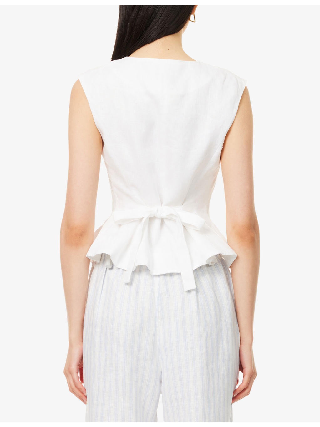 Paolina Peplum-Hem Linen Top - 4