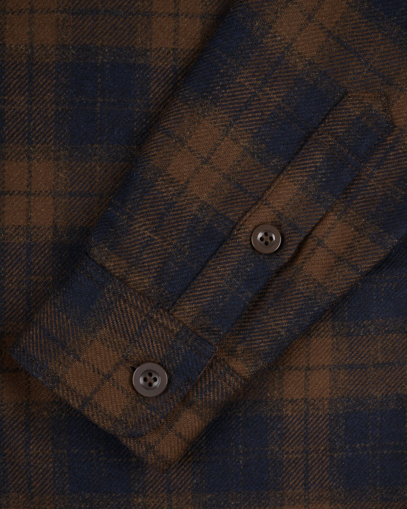 IHDR-434-BOT 14OZ FOX BROTHERS® WOOL CPO SHIRT - BOTTLE BROWN ADMIRAL CHECK 10