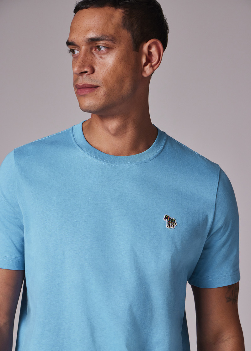 Mid Blue Organic Cotton Zebra Logo T-Shirt 4