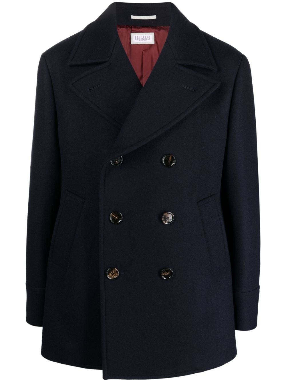 double-breasted cashmere coat - 1