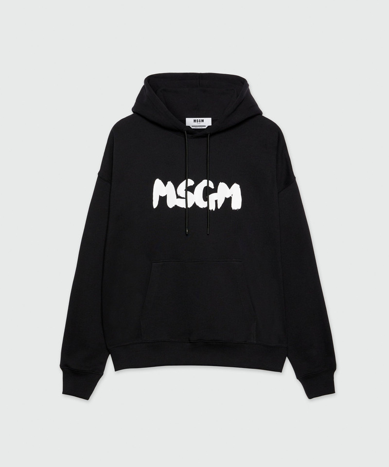 Black jersey sweatshirt with brushstroke logo - 1