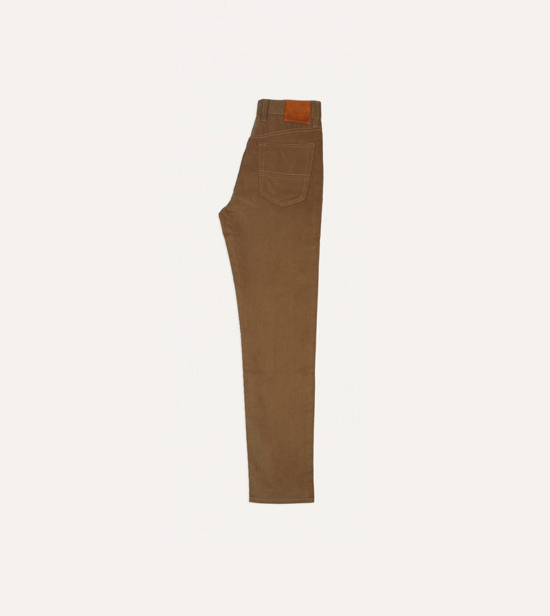 Tan Japanese Selvedge Needlecord Five-Pocket Trousers 6