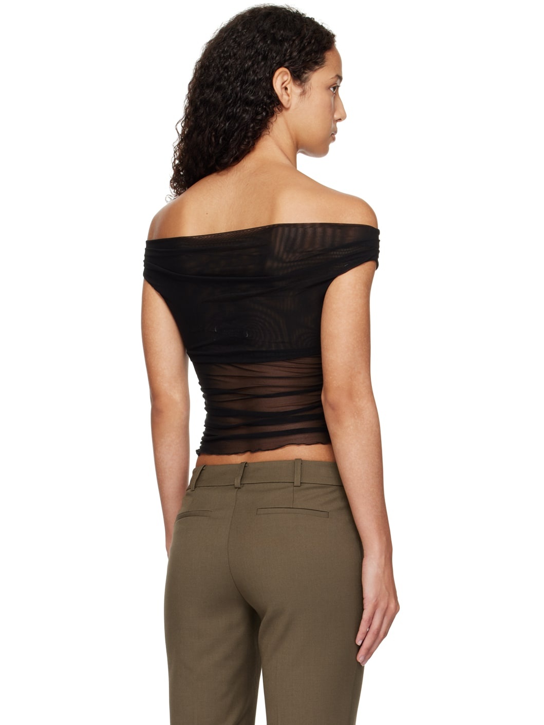 Black Pia Off Shoulder Tank Top - 3