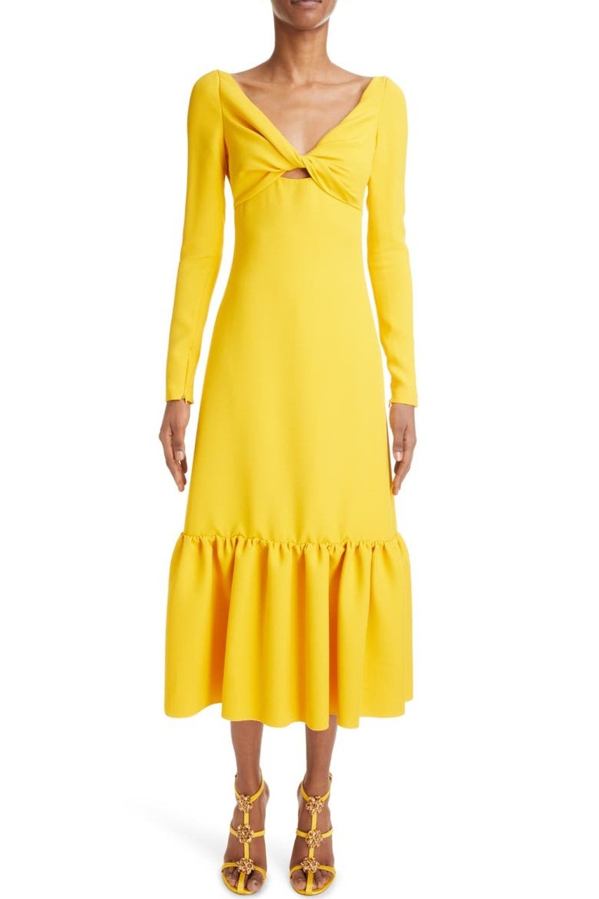 Long Sleeve Ruffle Hem Dress - 1