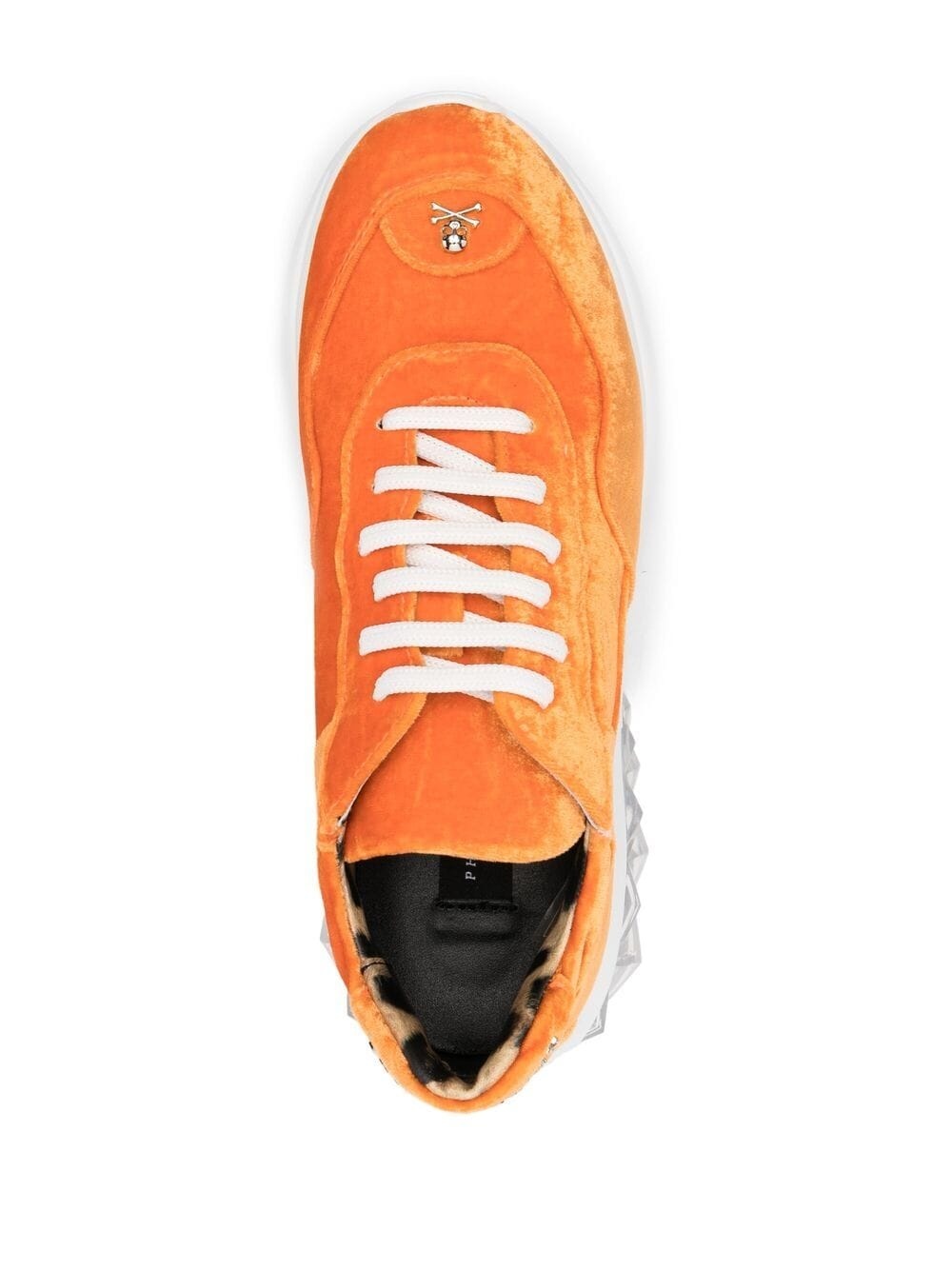 velvet low-top sneakers - 4