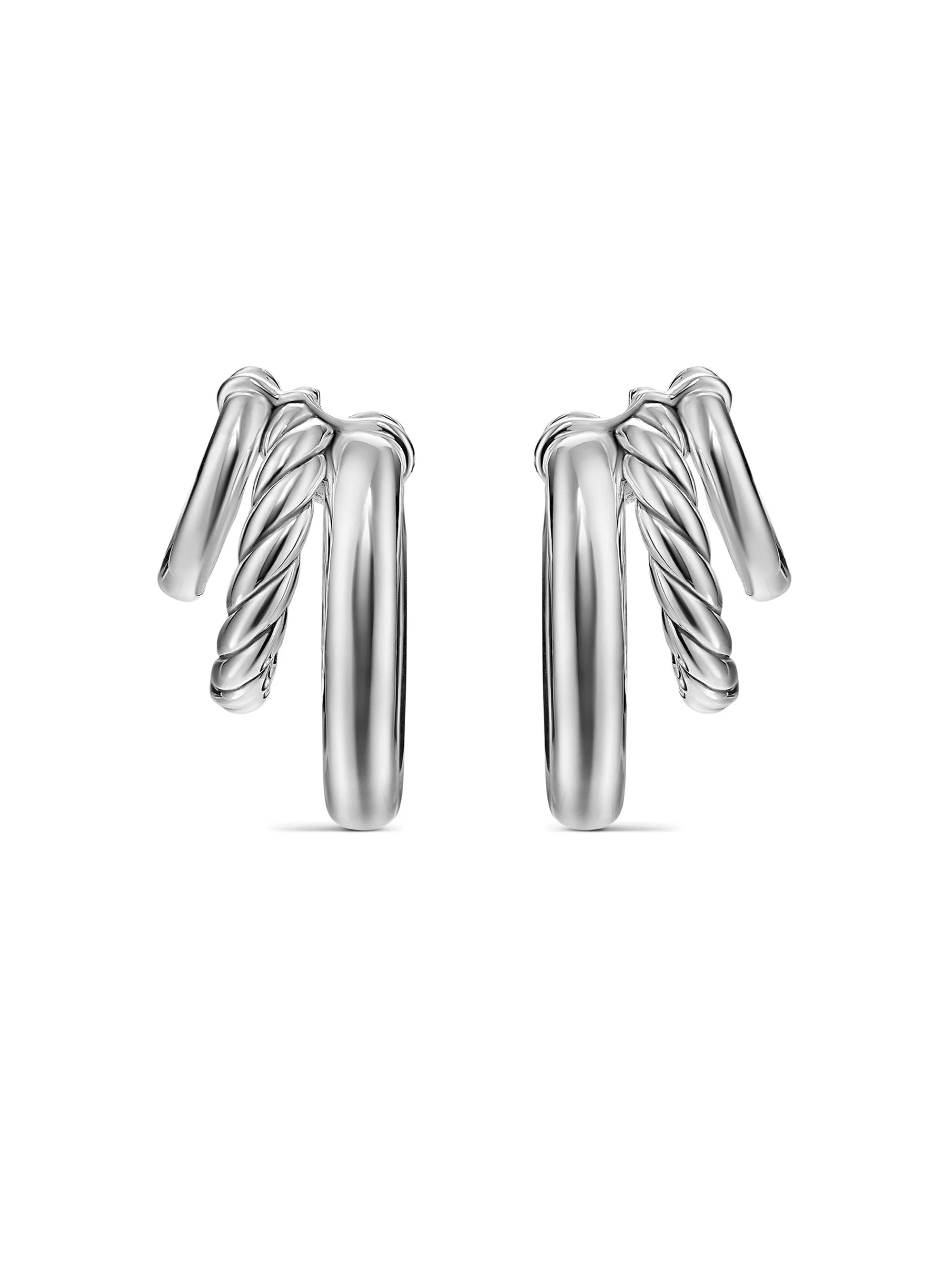 Women's Mercer Three Row Hoop Earrings in Sterling Silver, 21MM - Silver - 1