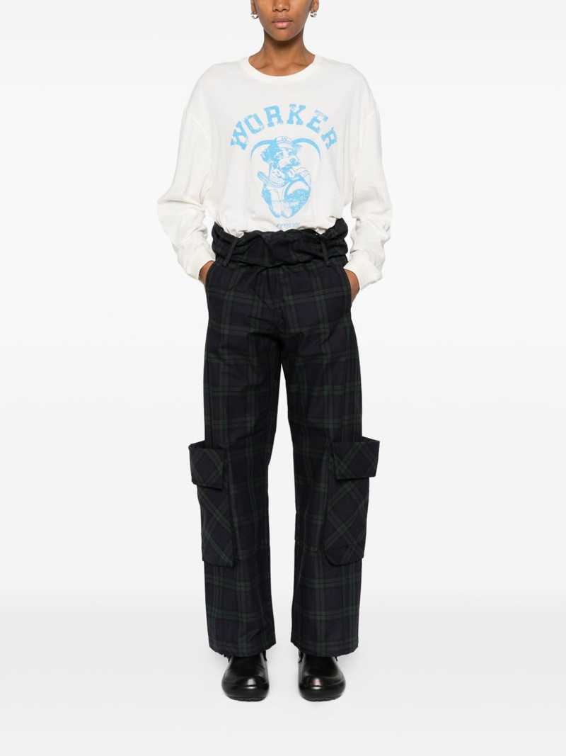 OPEN YY rolled-waist tartan cargo pants outlook