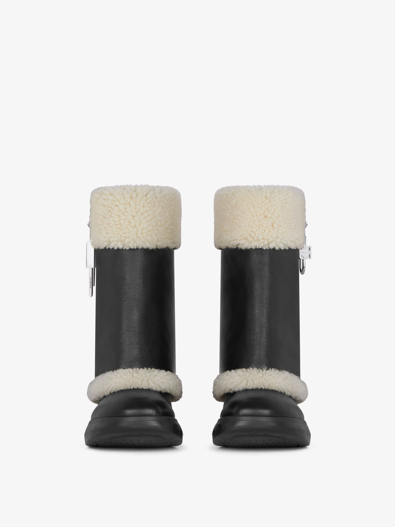 Givenchy SHARK LOCK BIKER ANKLE BOOTS IN LEATHER AND SHEARLING outlook