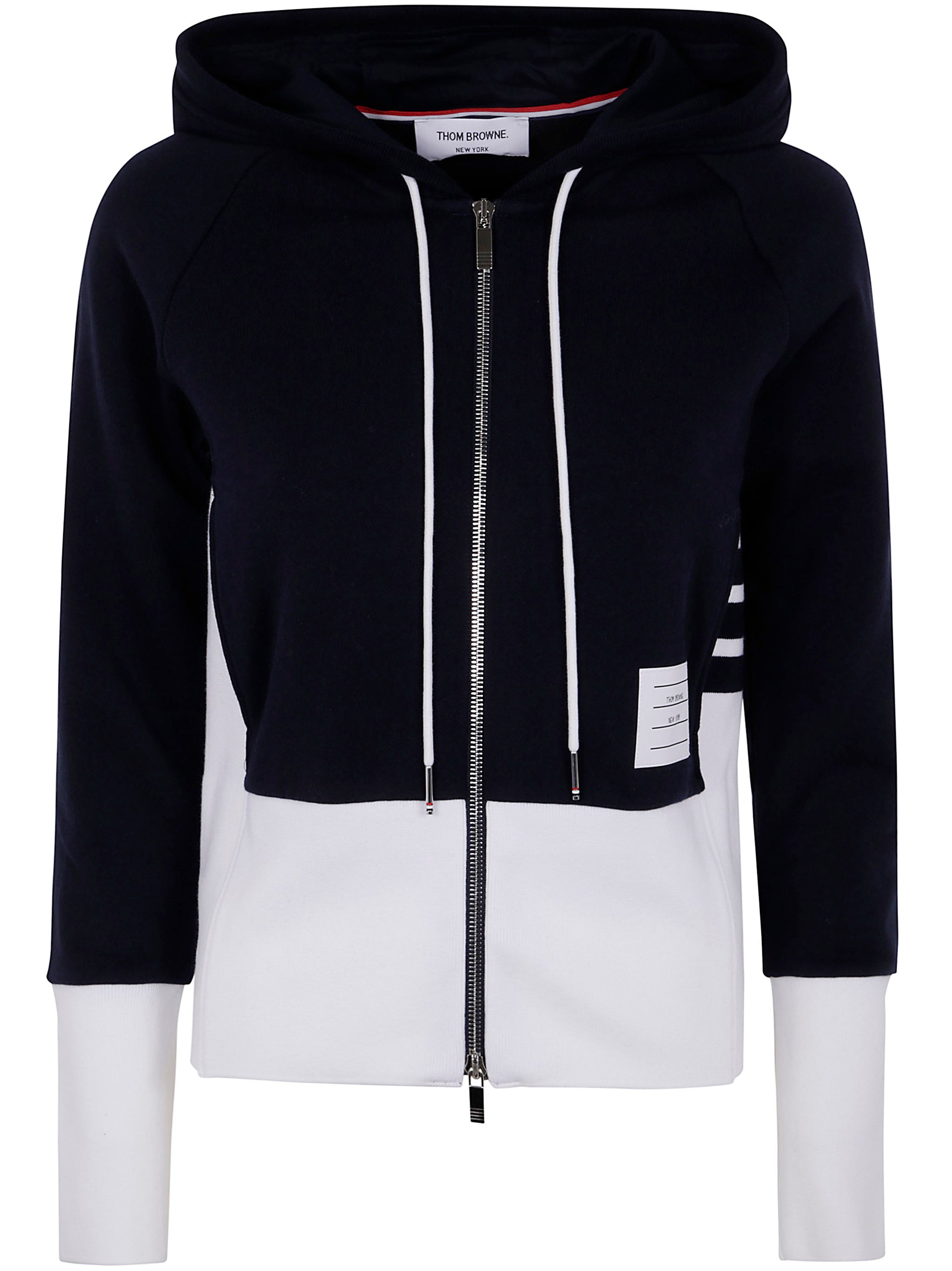 Thom Browne Women Blouson Zip Up Hoodie W/ Engineered 4 Bar In Color Blocked Solid Classic Loopback  - 6