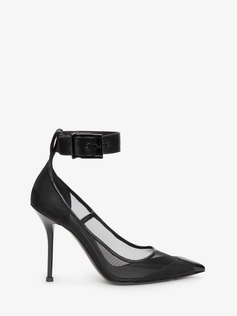 Women's Punk Ankle Strap Pump in Black - 1