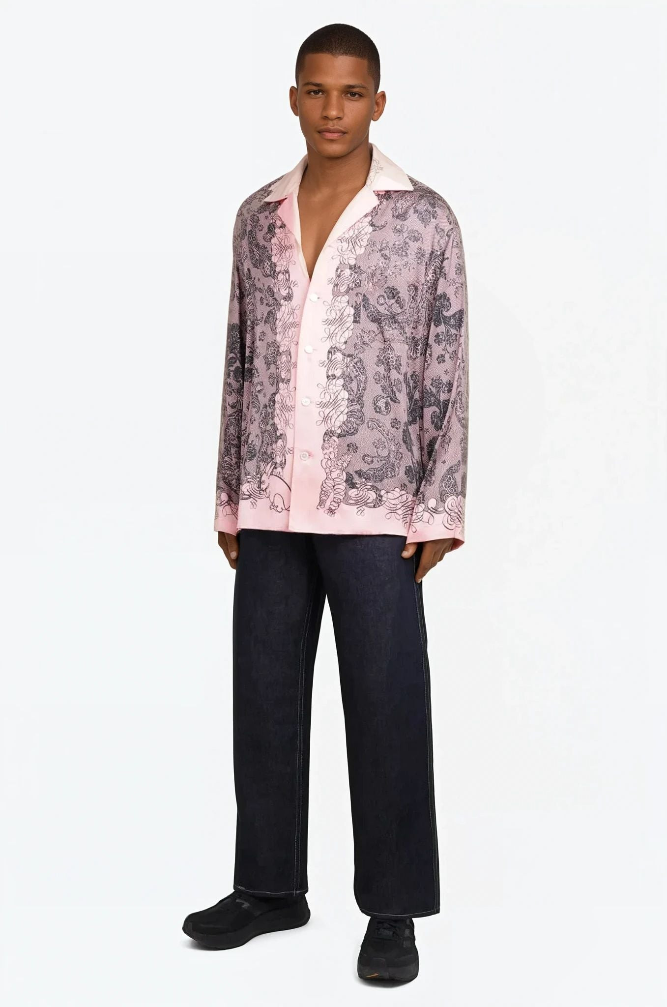 PAISLEY PRINT LONG SLEEVE SHIRT | PINK - 2