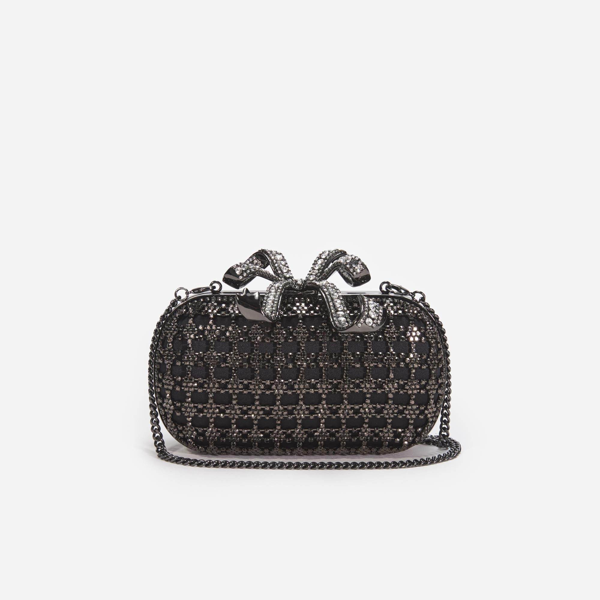 Black Crystal Clutch Bag - 4