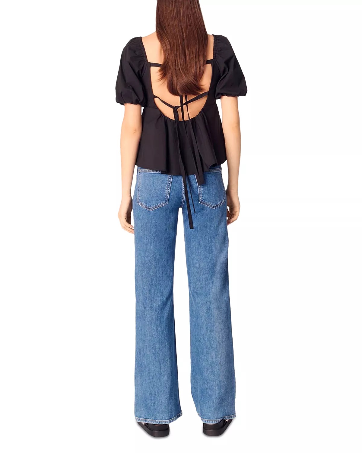 Embroidered Rhinestone High Rise Jeans in Blue - 8