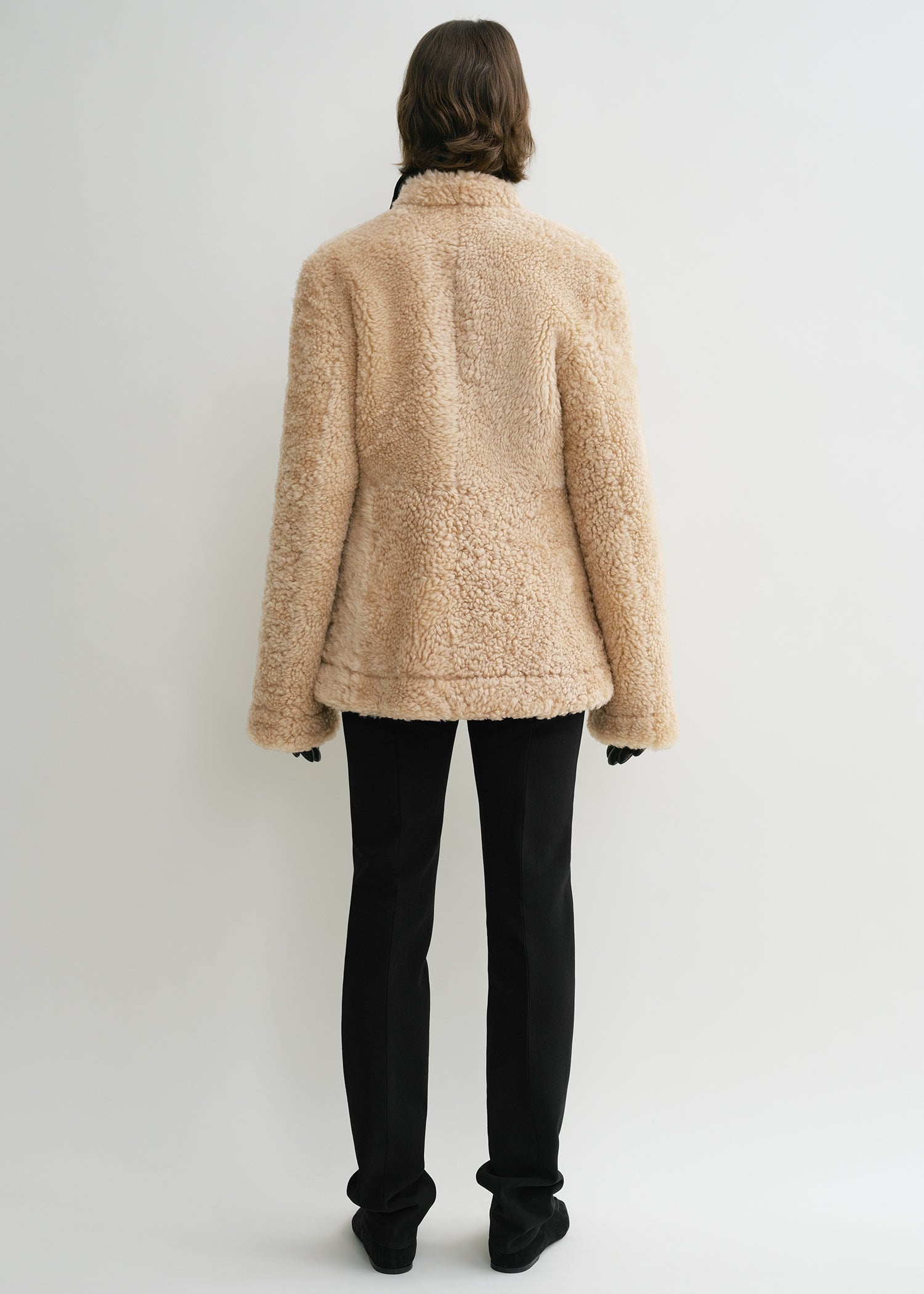 Cinched shearling jacket butter - 4