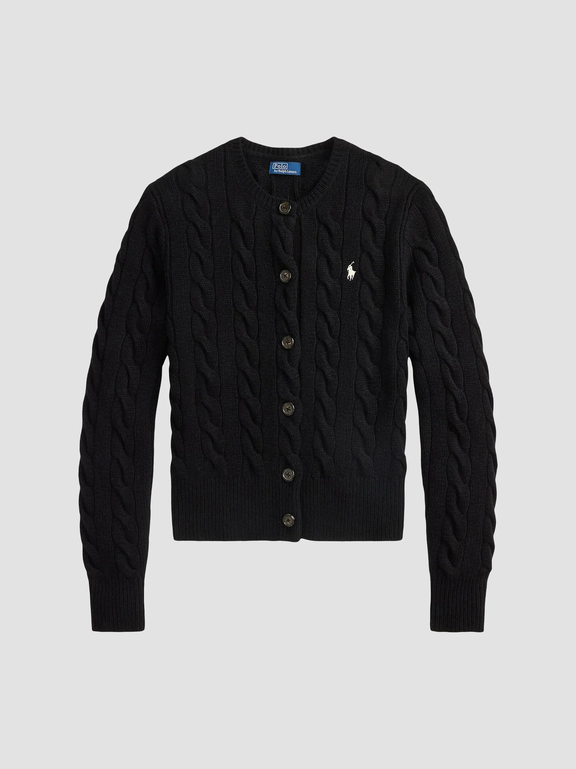 Women's Cable-Knit Wool-Cashmere Cardigan - Polo Black - 1