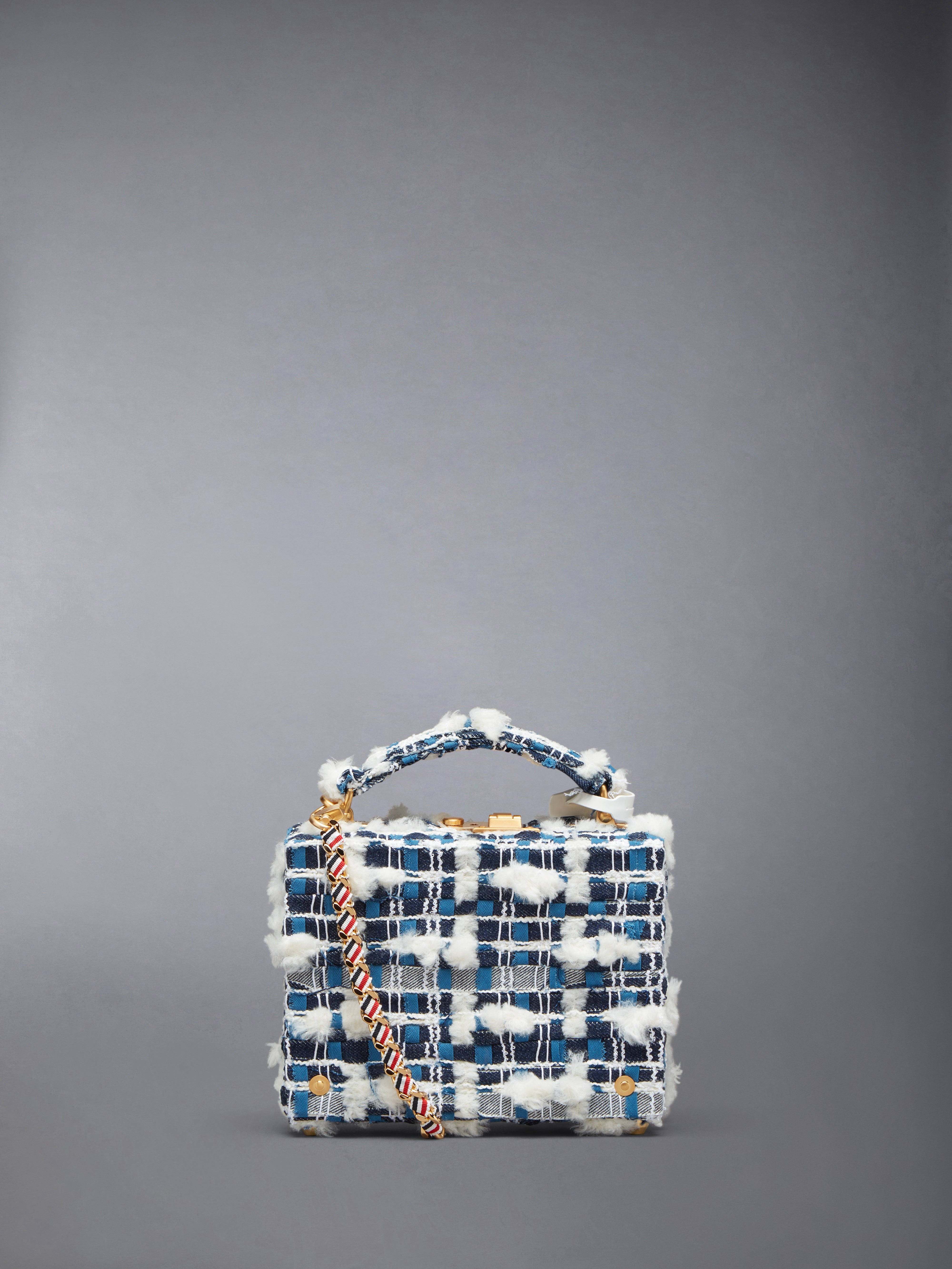 MICRO ATTACHE CASE W/ RWB GG WOVEN CHAIN IN DENIM POUF TWEED - 3