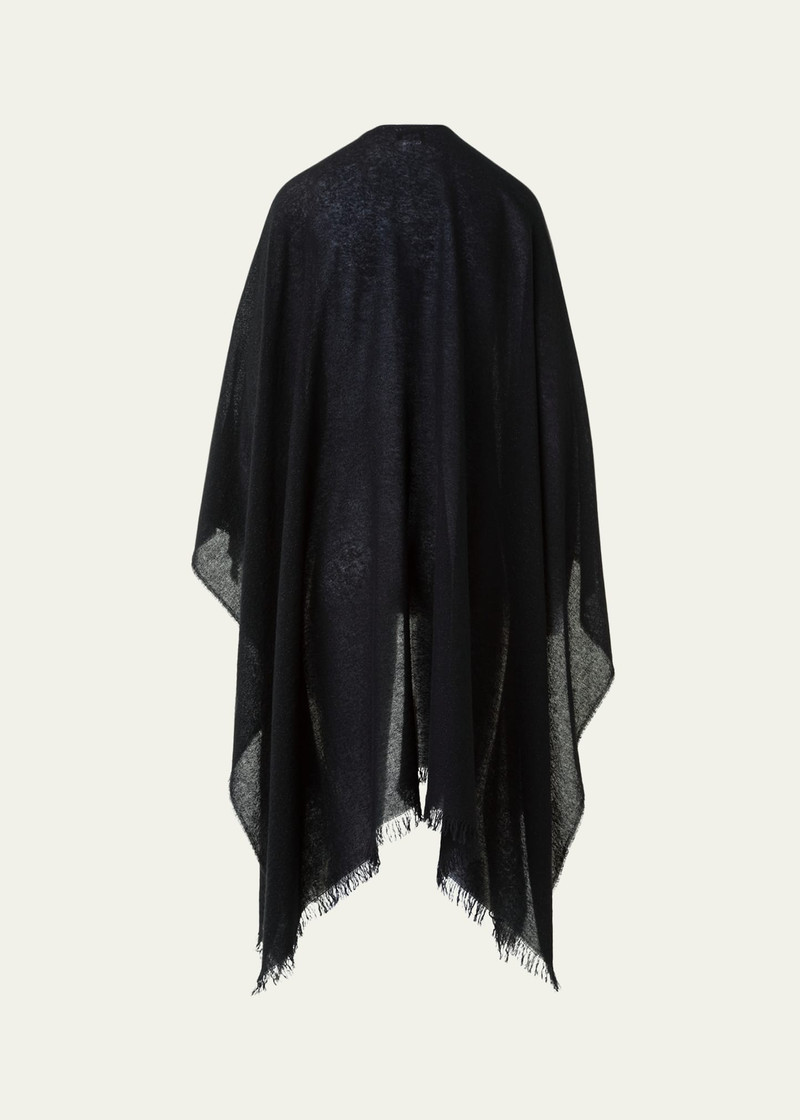 AKRIS Metallic Wool-Cashmere Fringed Cape Scarf outlook