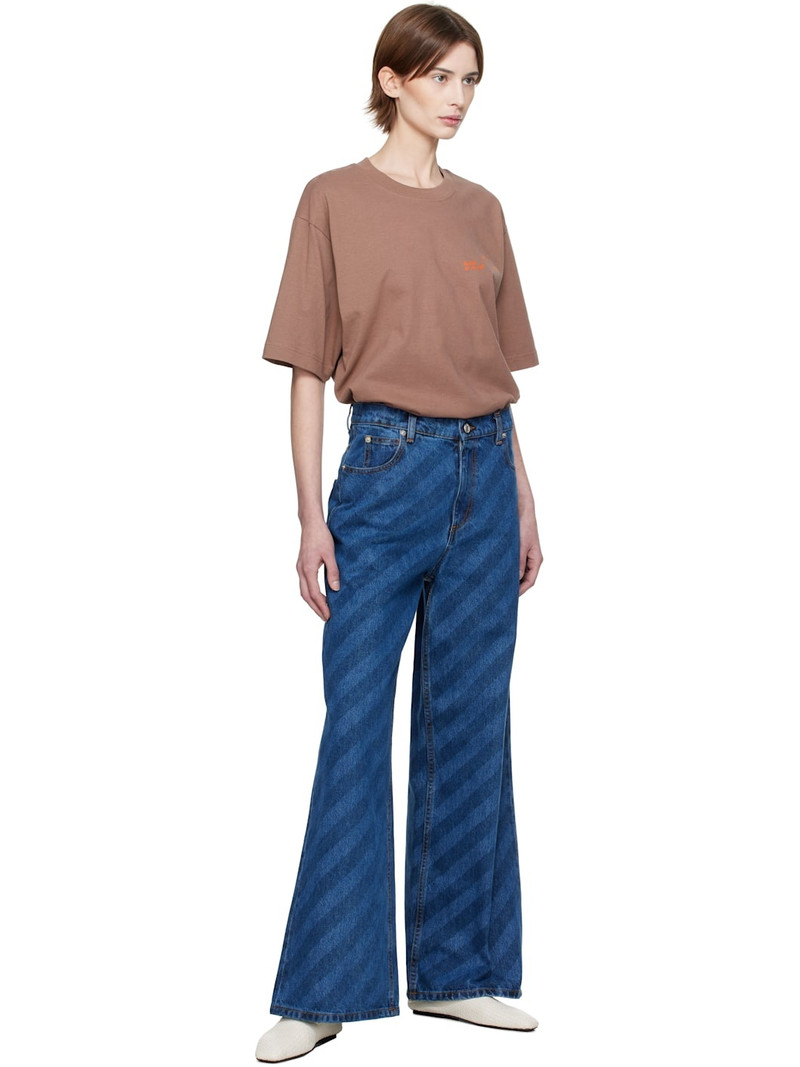 Marni Blue Wide Leg Diagonal Stripe Jeans outlook