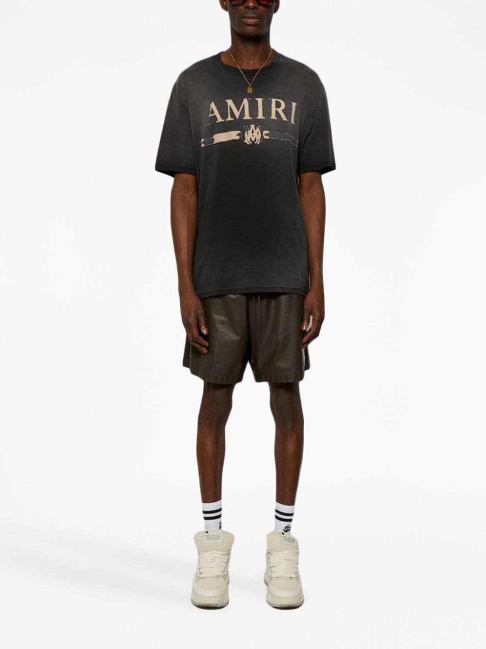 logo-patch vegan-leather shorts - 2