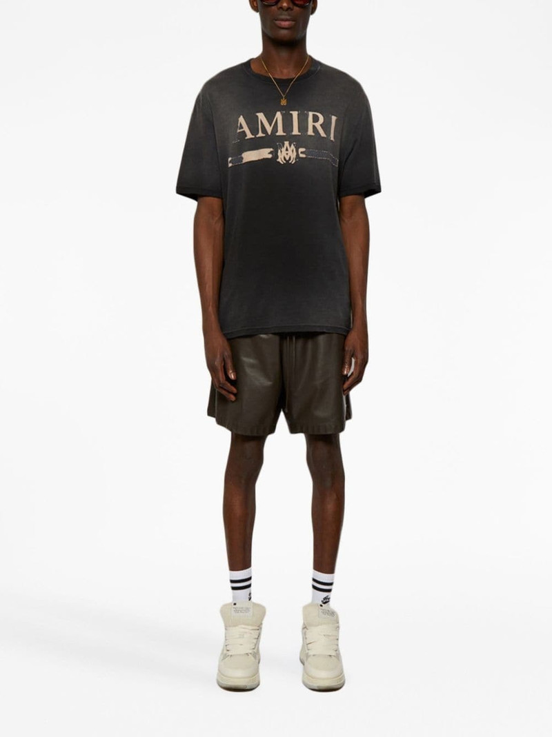 AMIRI logo-patch vegan-leather shorts outlook