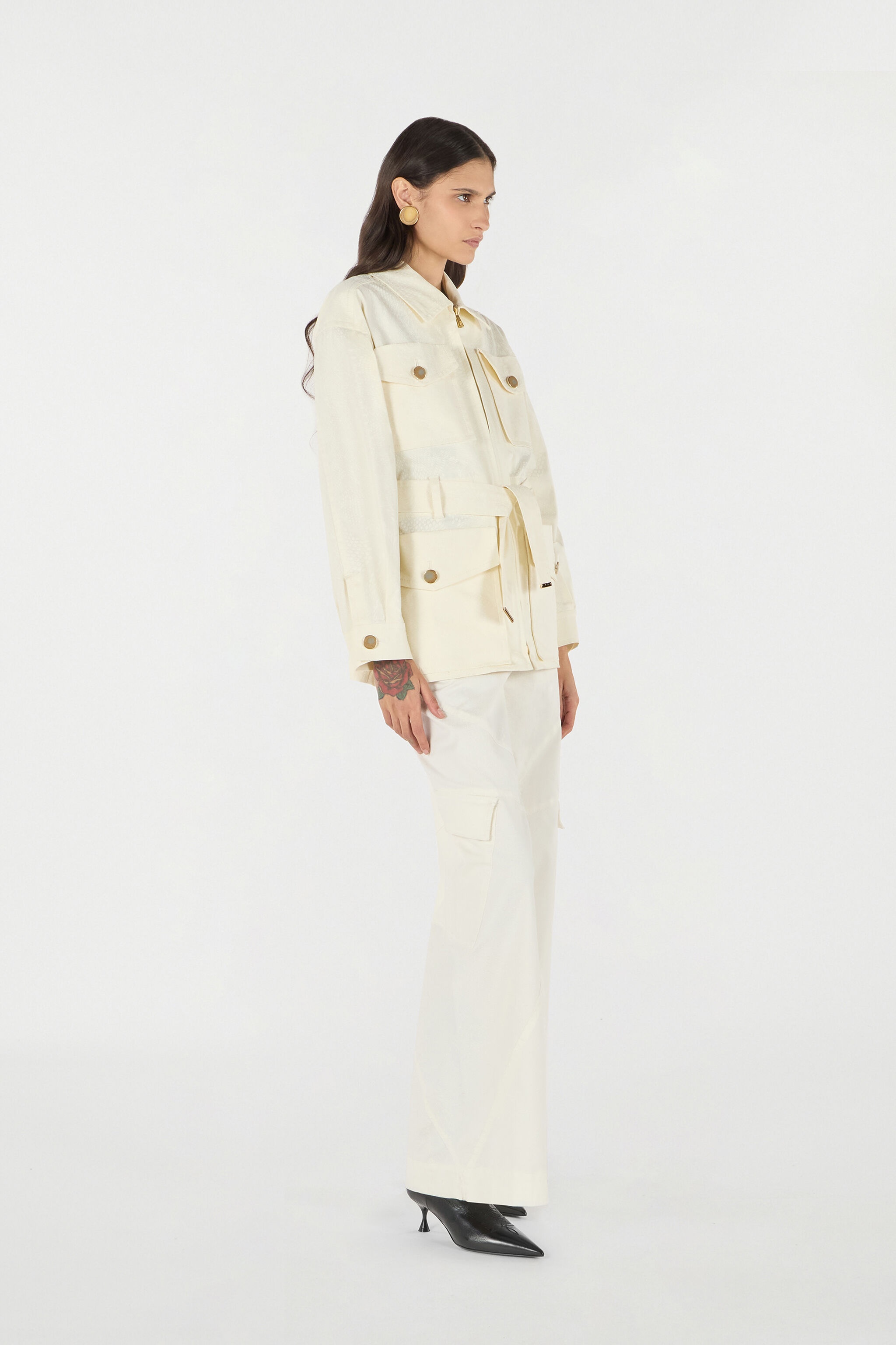 Jacket With belt And Python Pattern - 3