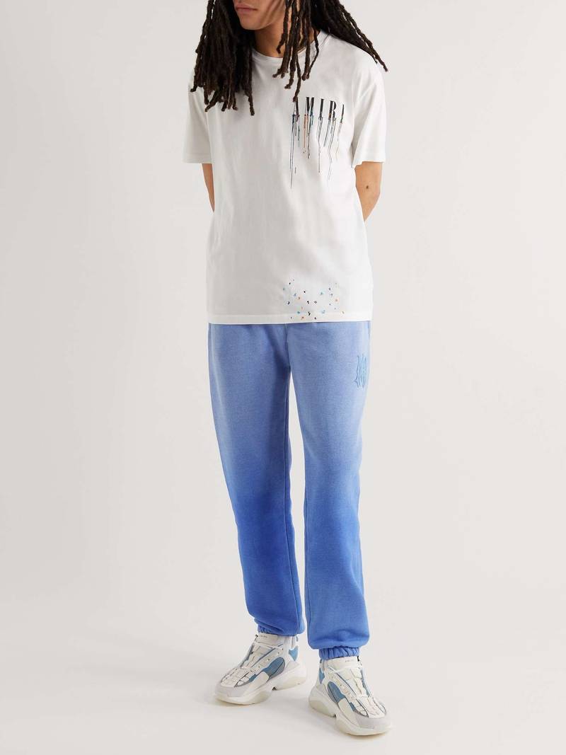 AMIRI Slim-Fit Tapered Logo-Embroidered Cotton-Jersey Sweatpants outlook