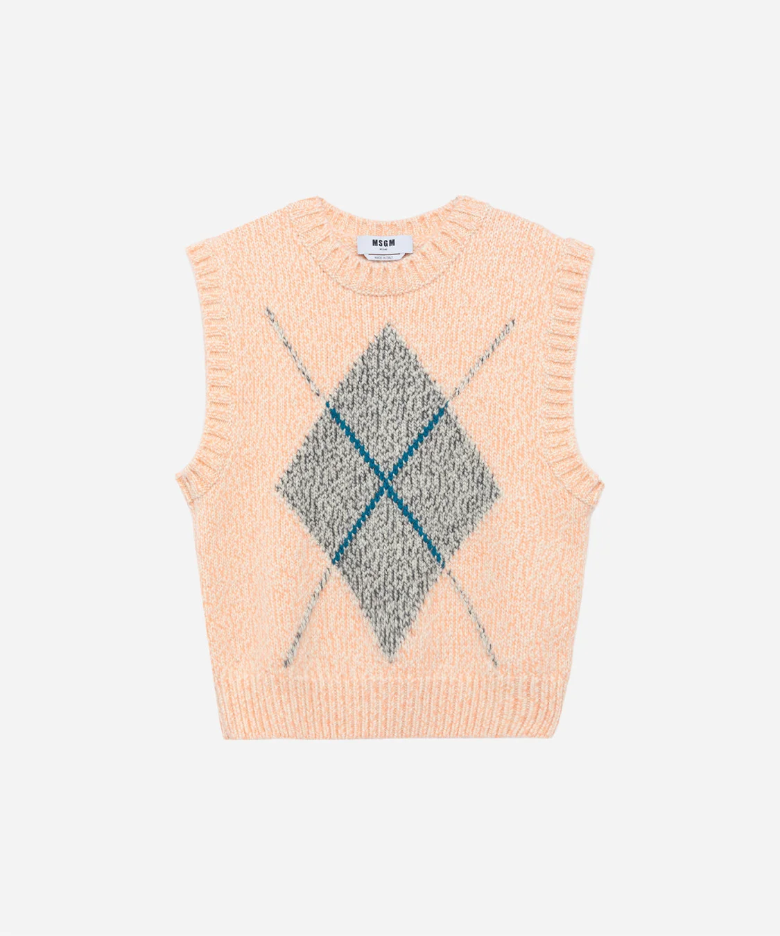 Wool blend vest with argyle pattern - 1