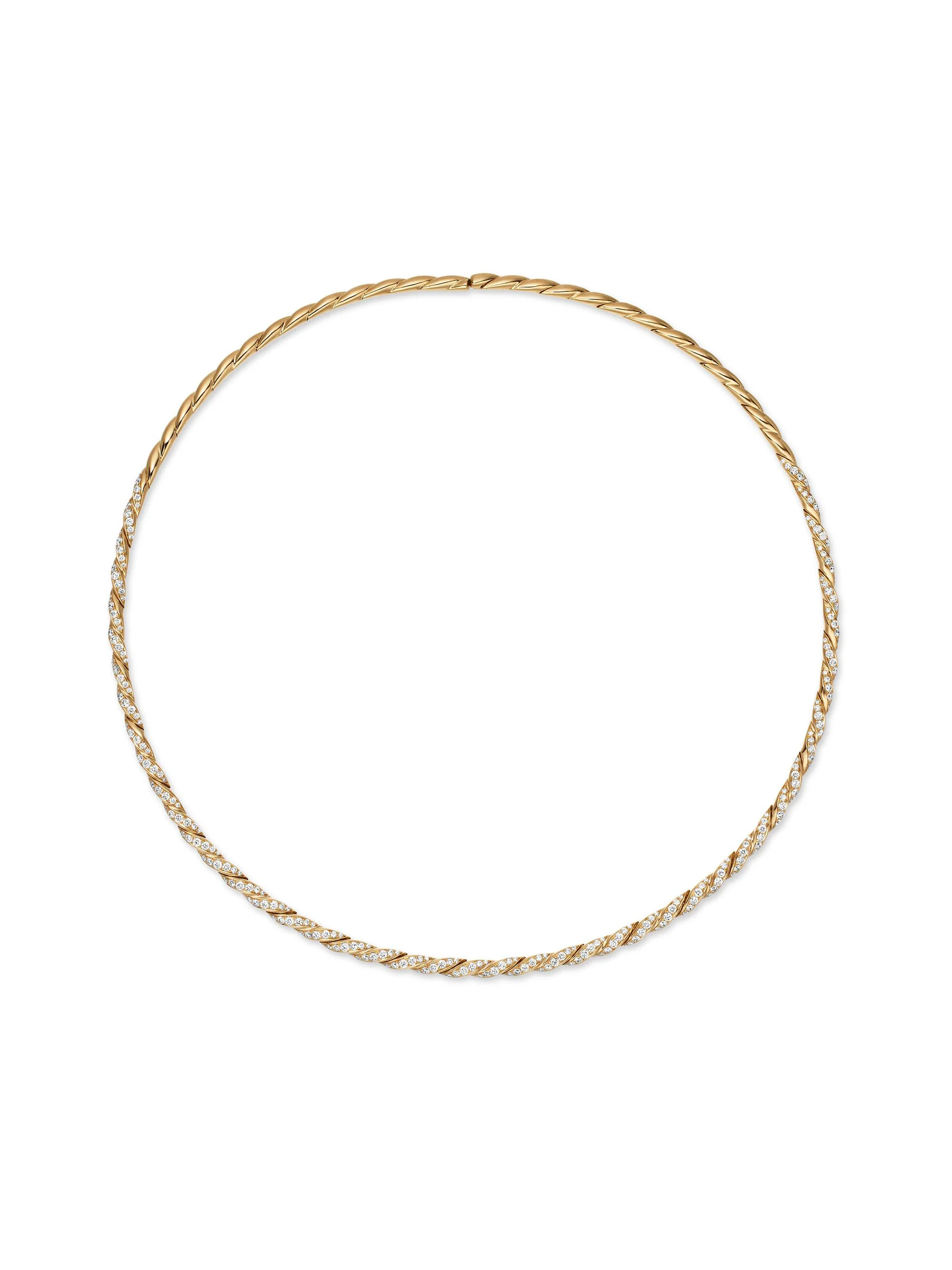 Women's Sculpted Cable Flex Necklace in 18K Yellow Gold with Diamonds, 3.7MM - Diamond - 1