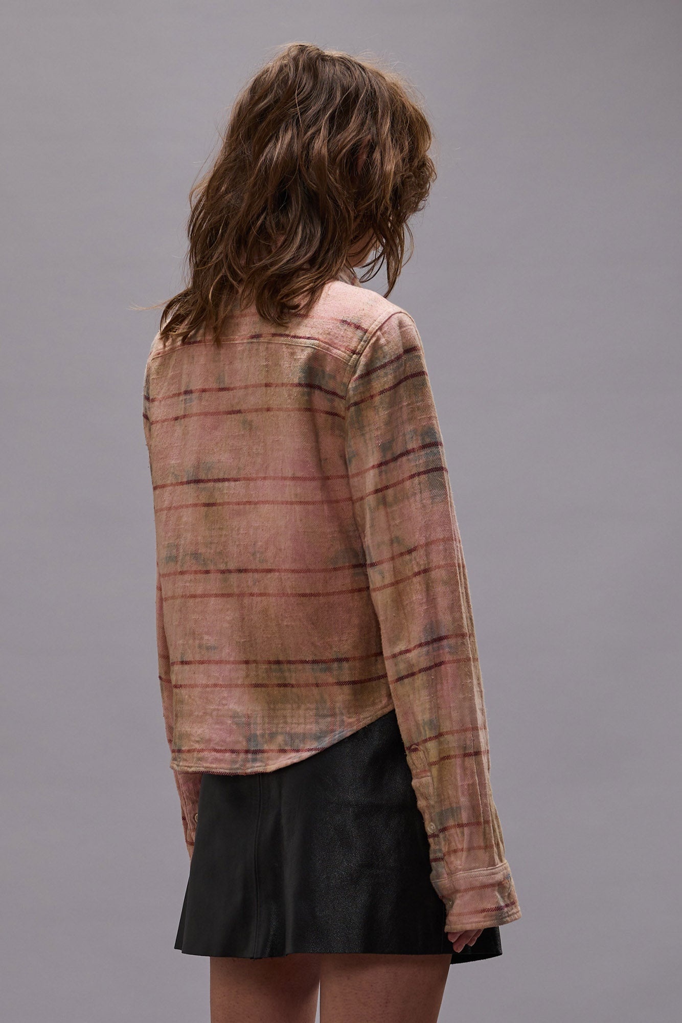 SHRUNKEN WORKSHIRT - PINK OVERDYED PLAID - R13 - 5