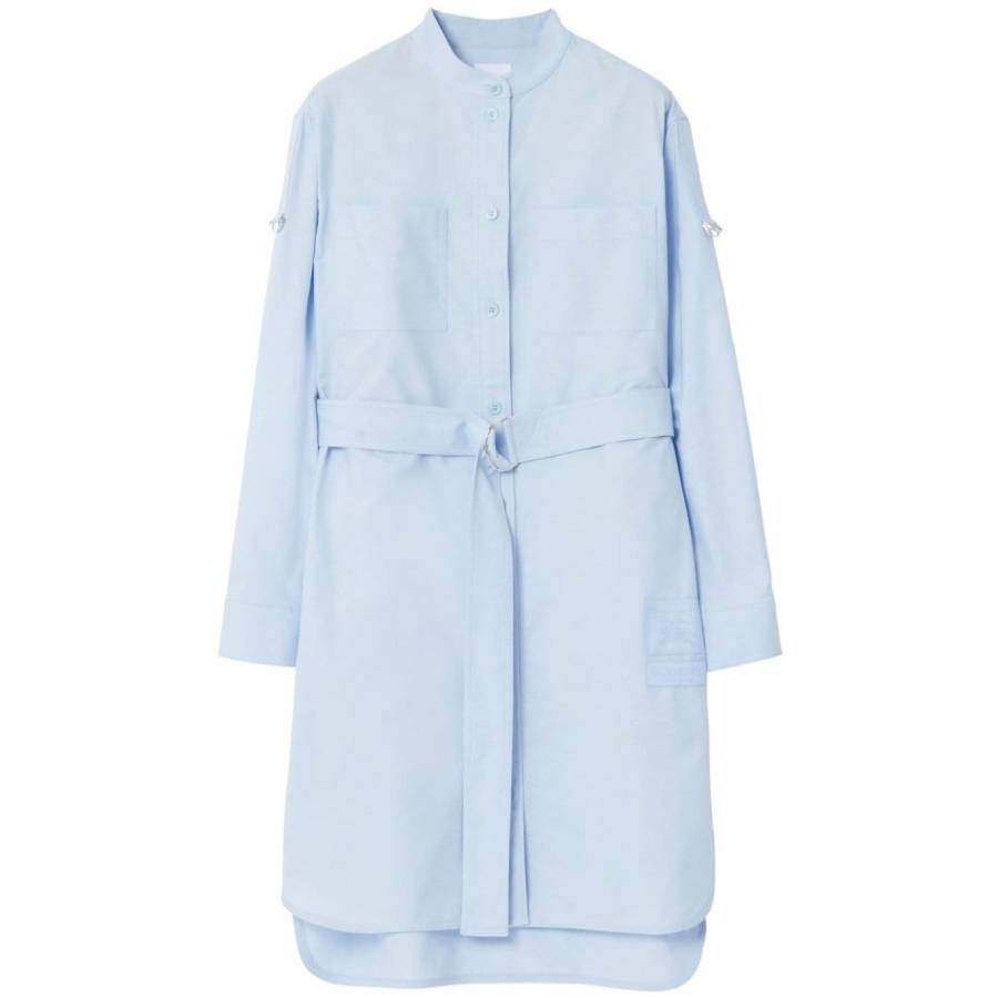 Burberry Long Sleeve Belted Cotton Shirt Dress - 5