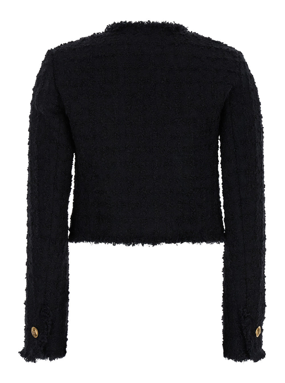 Versace Women Black Crop Jacket With Jewel Buttons In Tweed Woman - 2