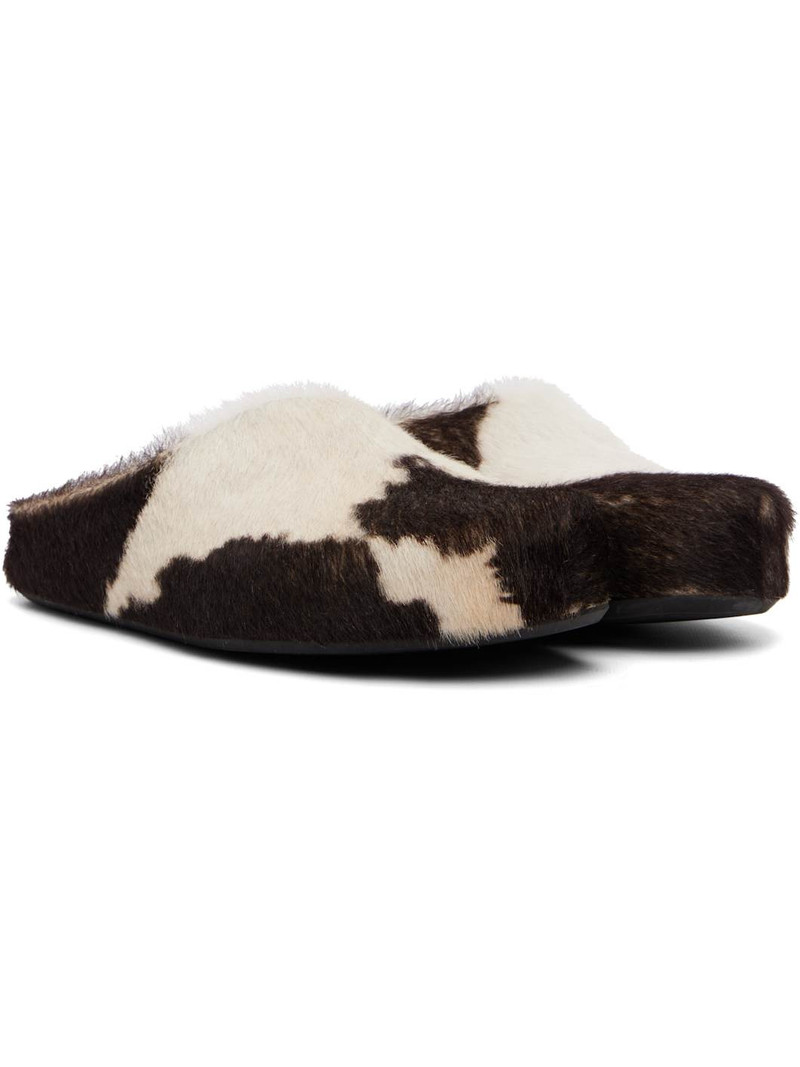 White & Brown Fussbett Sabot Slip-on Loafers 4
