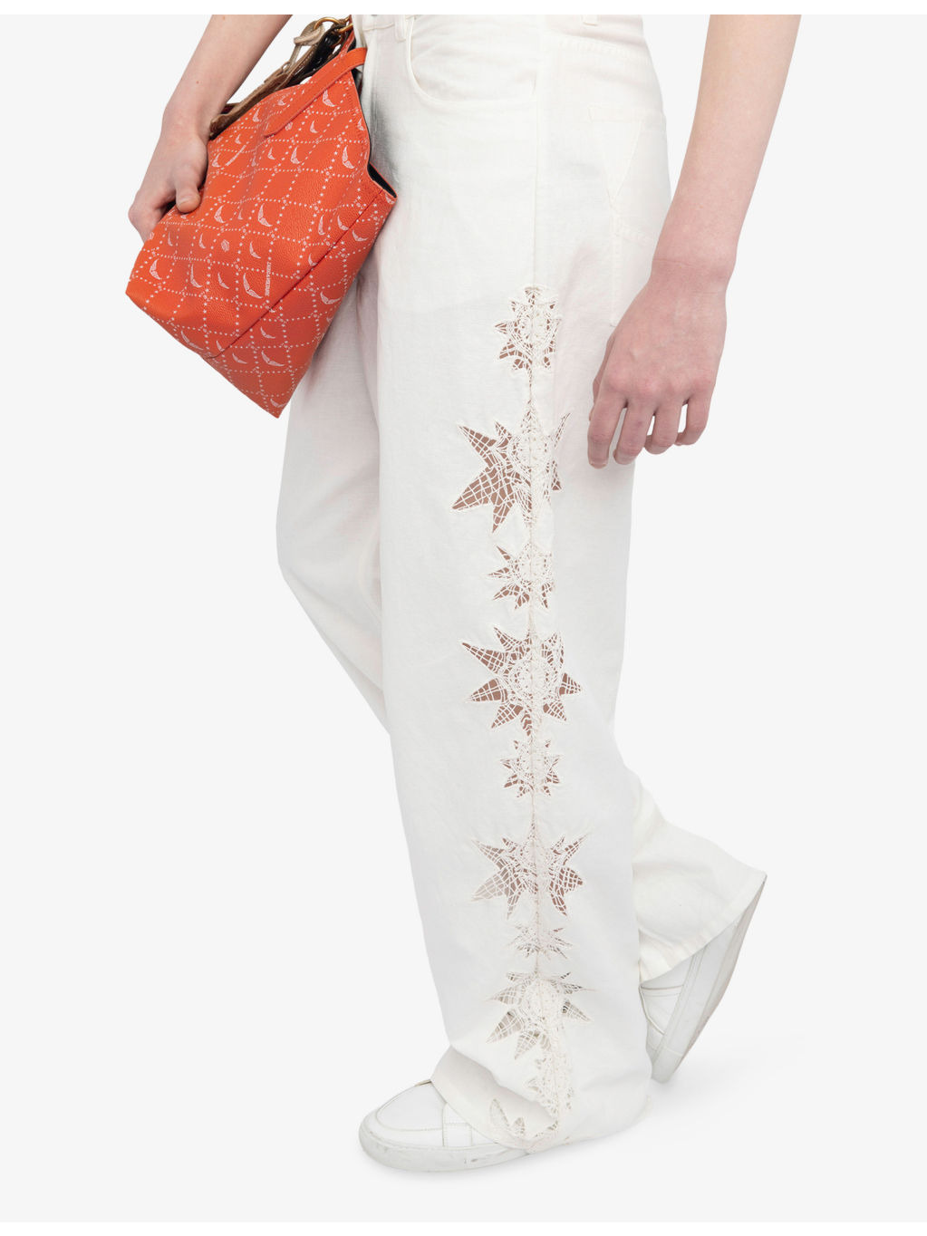 Elfy Embroidered-Lace Wide-Leg High-Rise Linen and Cotton-Blend Trousers - 5