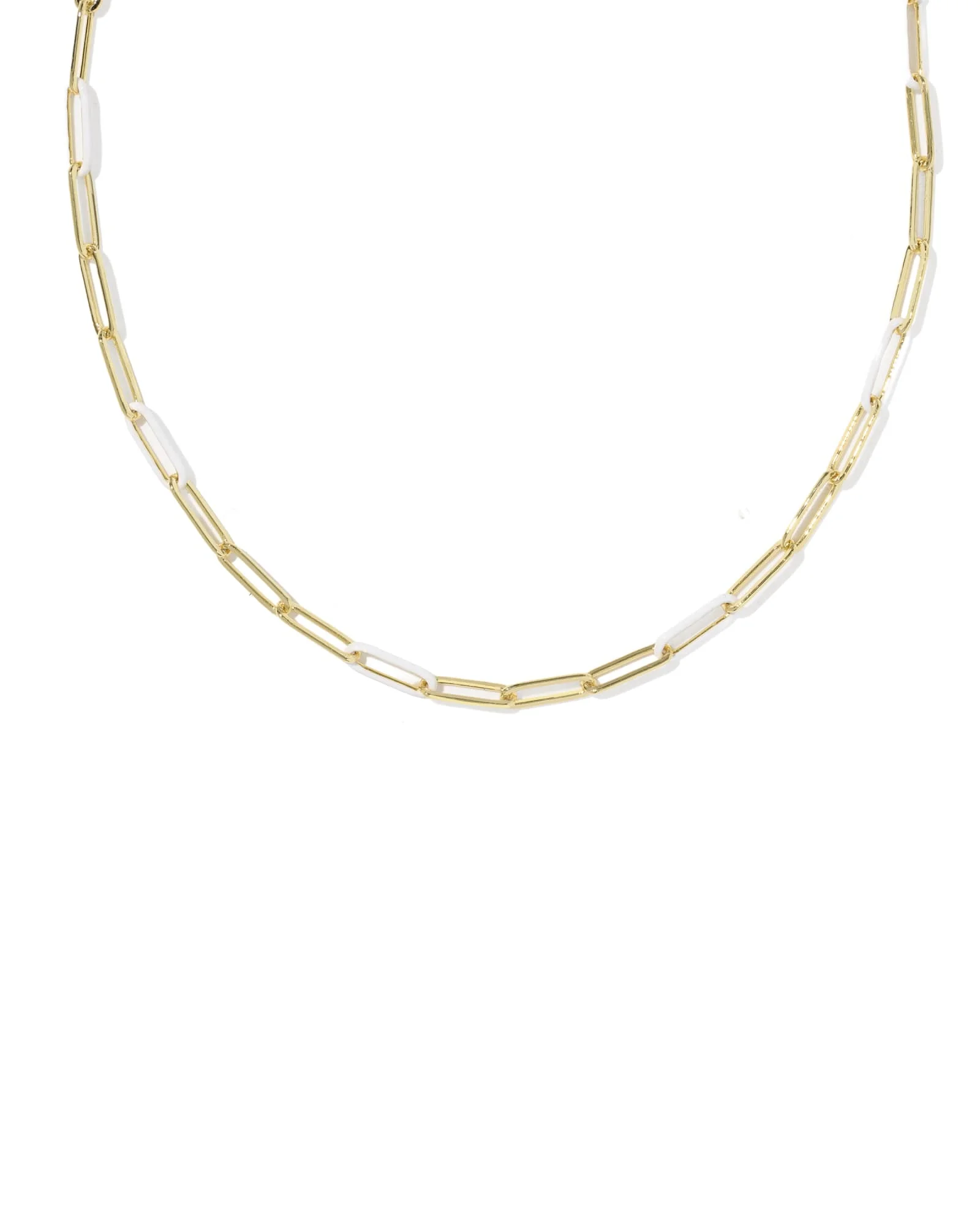 Courtney Gold Enamel Link and Chain Necklace - 1