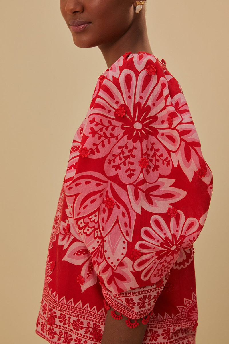 Flora Tapestry Red Blouse 5
