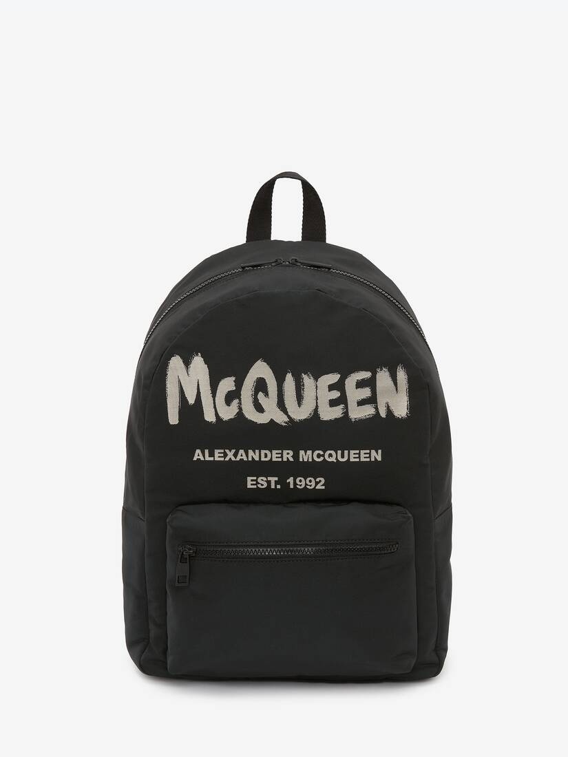 Men's McQueen Graffiti Metropolitan Backpack in Black/ivory - 1