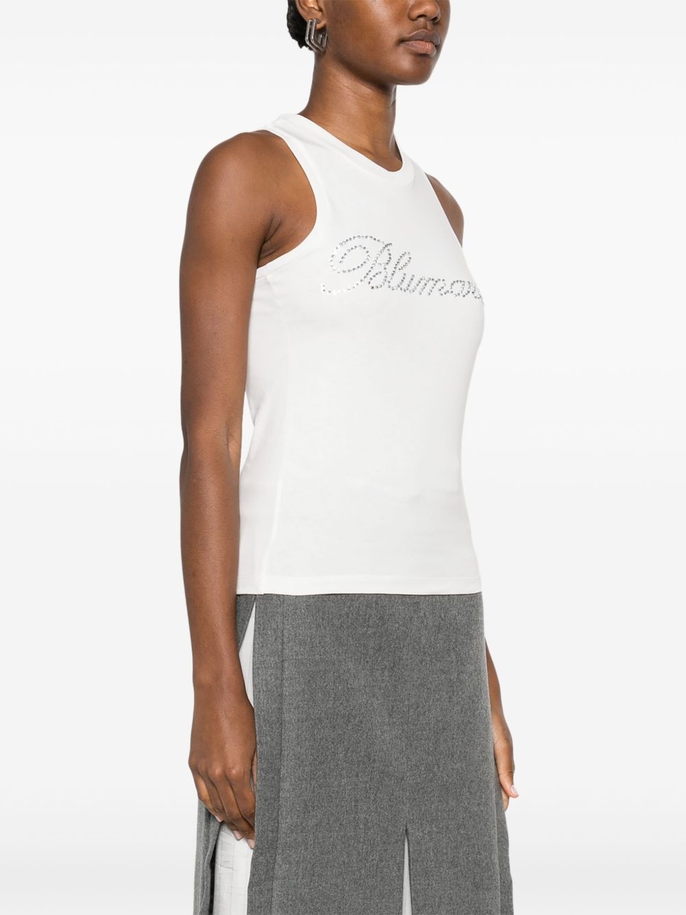 rhinestone-logo tank top - 3