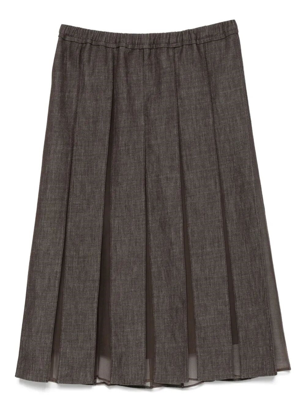 Introducing the 'PLATED DENIM MIDI SKIRT' from the prestigious brand BRUNELLO CUCINELLI, a stunning  - 1