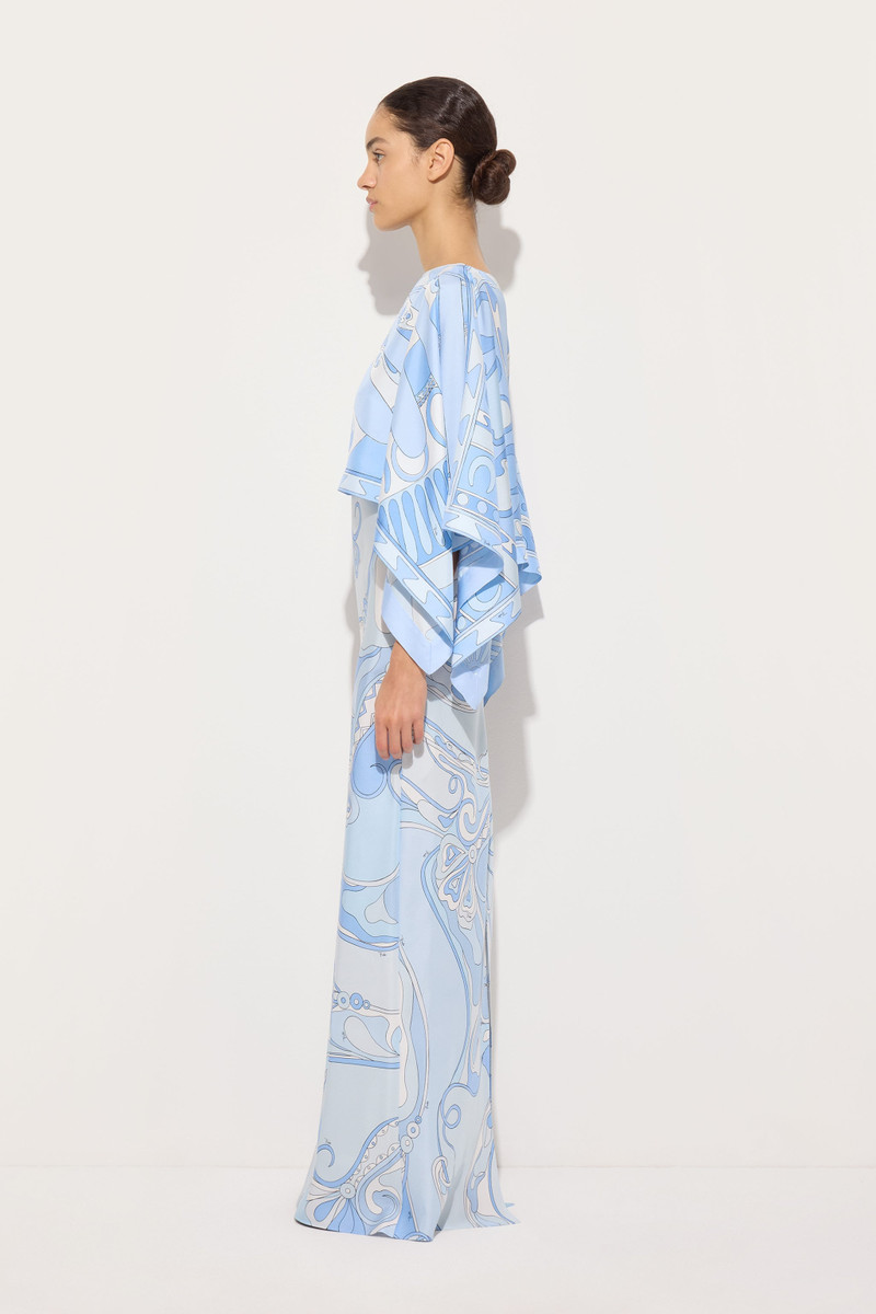 ORCHIDEE AND SOLEIL PRINT SILK DRESS WITH CAPE 3