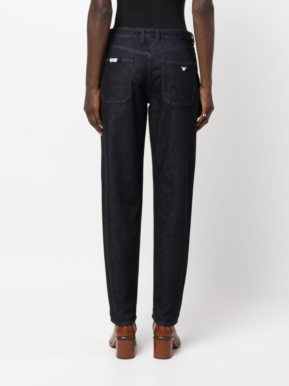 logo-embroidered tapered-leg jeans - 4