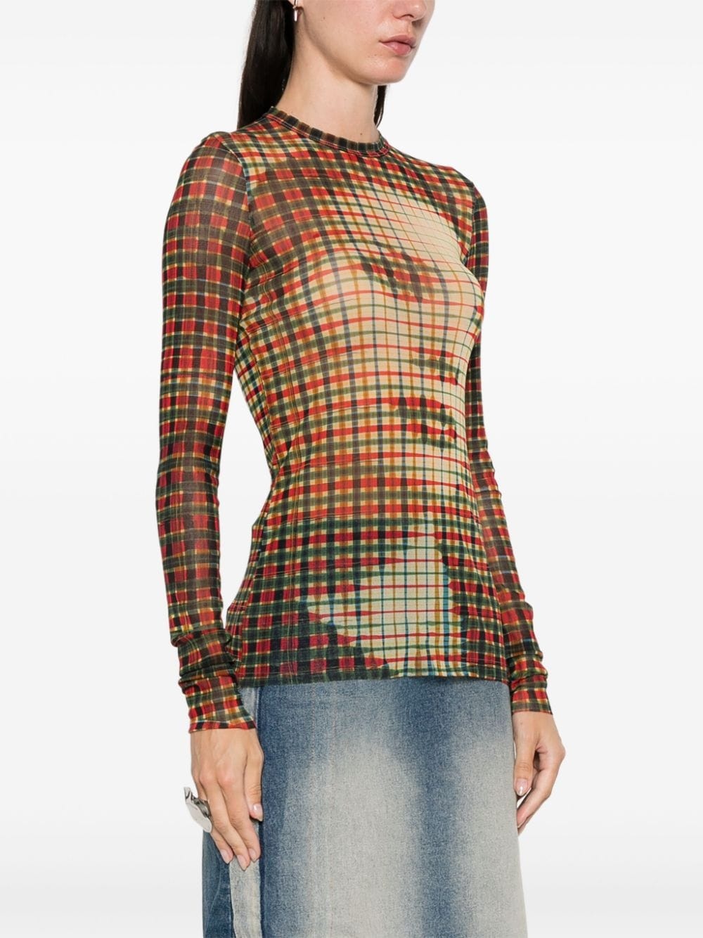 graphic-print tartan top - 3