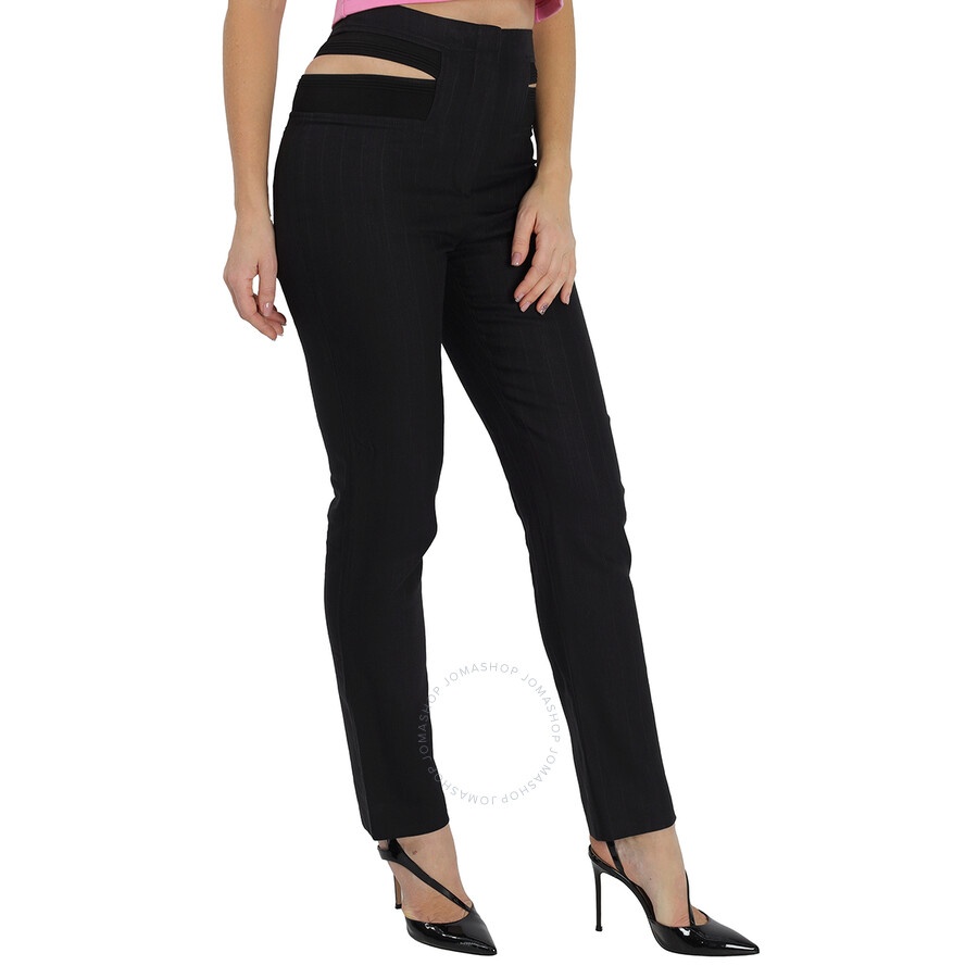 Burberry Ladies Black Pinstripe Functional Twill Remodeled Trousers - 4